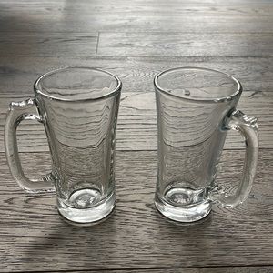 NWOT Heavyweight Clear Glass Mugs-(2)